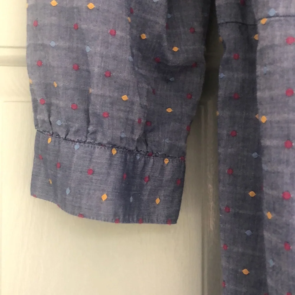 Draper James Blue Wrap Dress w/ Blue, Red & Yellow dots - Picture 6 of 8